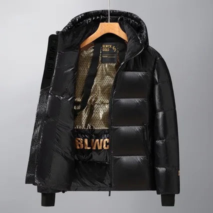 Unisex Couple Shiny Down Coat 2026 Winter New Black Gold Simple Thick Short and Long Style Outer Garment Overseas Stock