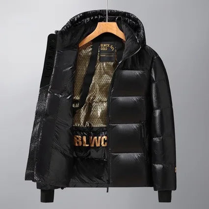Unisex Couple Shiny Down Coat 2026 Winter New Black Gold Simple Thick Short and Long Style Outer Garment Overseas Stock