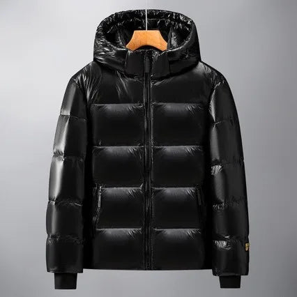 Unisex Couple Shiny Down Coat 2026 Winter New Black Gold Simple Thick Short and Long Style Outer Garment Overseas Stock