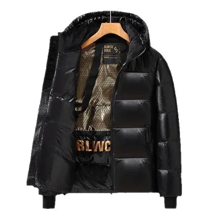 Unisex Couple Shiny Down Coat 2026 Winter New Black Gold Simple Thick Short and Long Style Outer Garment Overseas Stock