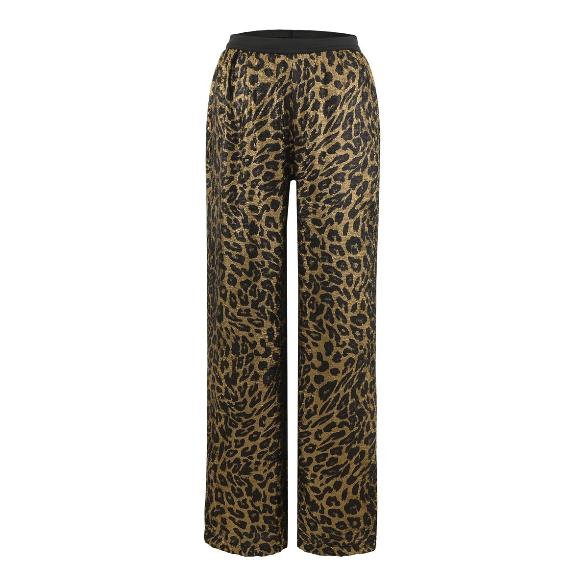 European and American Hot Girls Modern Bronzing American Retro Leopard Print Wide Leg Pants 2025 Summer New Straight Casual Pants for Women