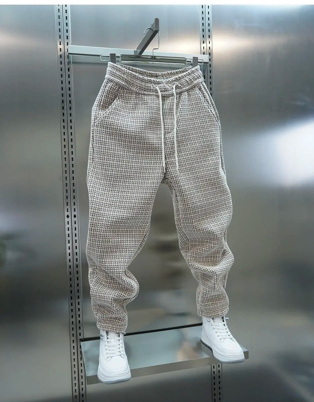 Fleece-lined Warm Plaid Pants Outdoor Casual Harem Pants Jogger Trousers Luxury Brand Men Clothing