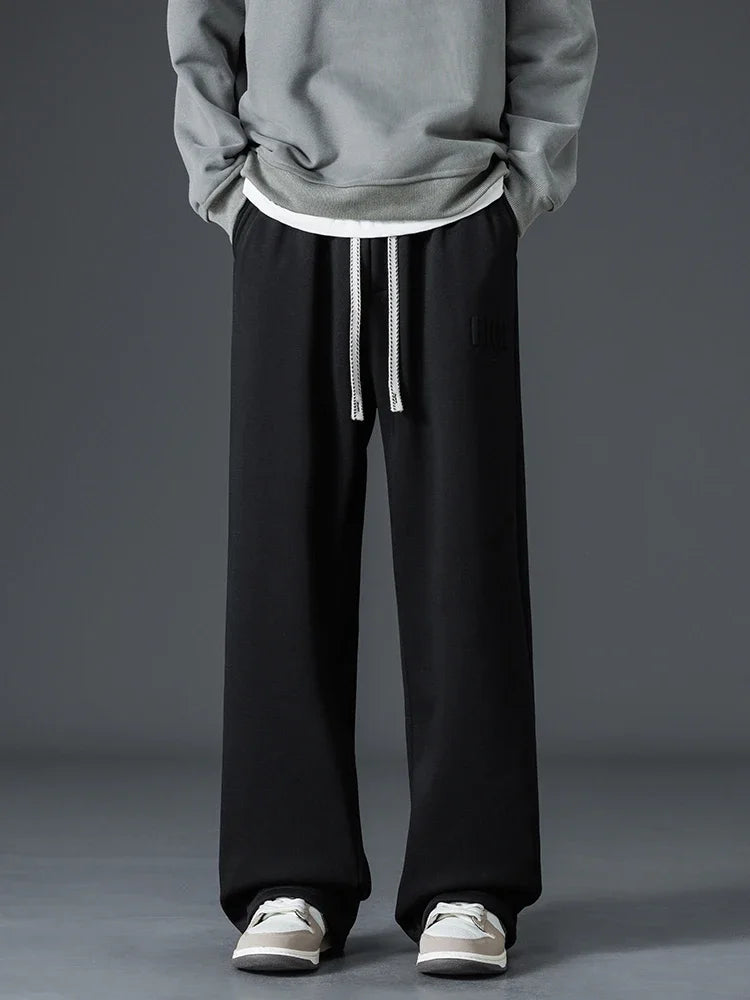 Winter Thick Warm Fleece Sweatpants Men Wide Leg Baggy Track Pants Casual Cotton Joggers Straight Thermal Trousers Big Size 8XL