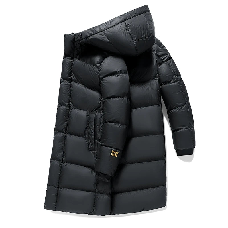 Men's Hooded Puffer Long Style Jacket Coat Trendy Classic Black Warm Thick Parka Jacket Winter Outdoor Casual Daily Outerwear