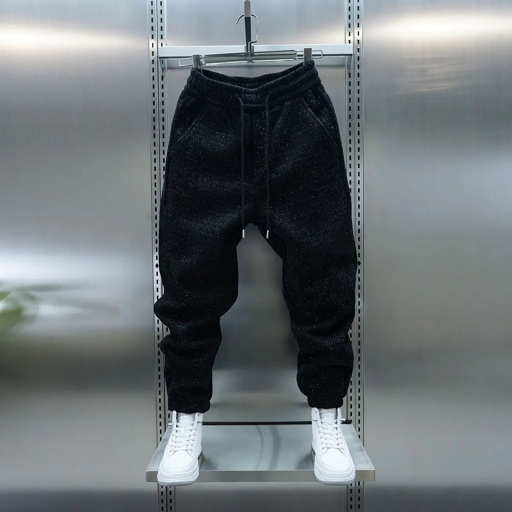 Fleece-lined Warm Plaid Pants Outdoor Casual Harem Pants Jogger Trousers Luxury Brand Men Clothing
