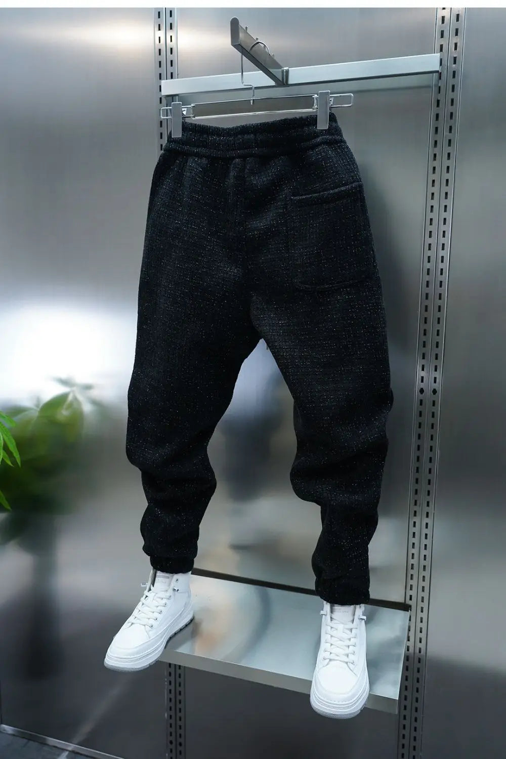 Fleece-lined Warm Plaid Pants Outdoor Casual Harem Pants Jogger Trousers Luxury Brand Men Clothing