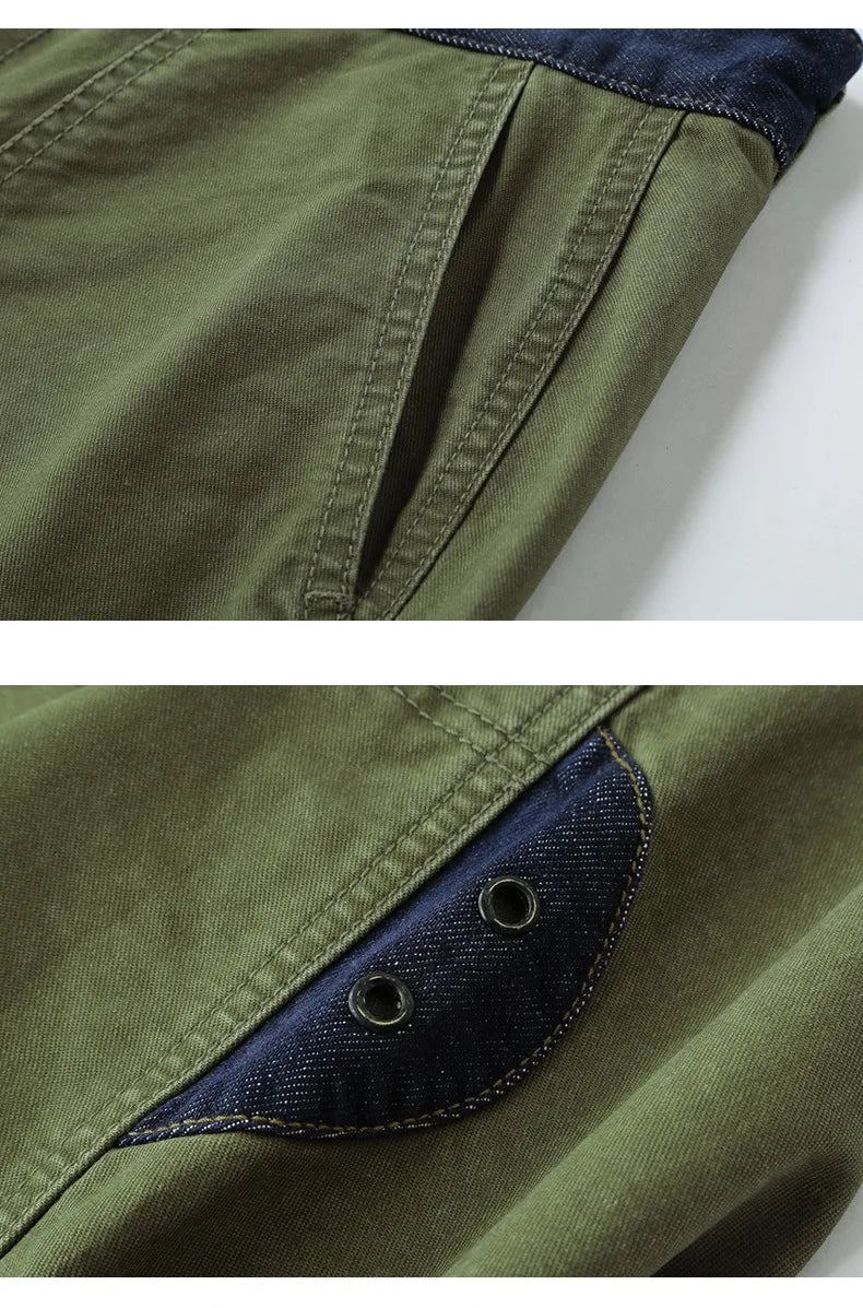 Spring New Casual Cargo 100% Cotton Pants for Men Vintage Big Pocket Trousers Streetwear Men ATZ647