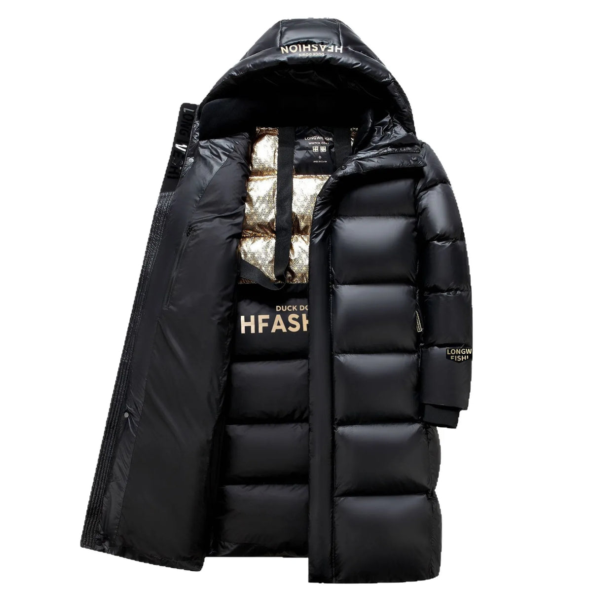 New Long Black White Duck Down Coats Men Knee Length Thickened Warm Unisex Winter Puffer Jackets Men and Women Outerwear JK-063