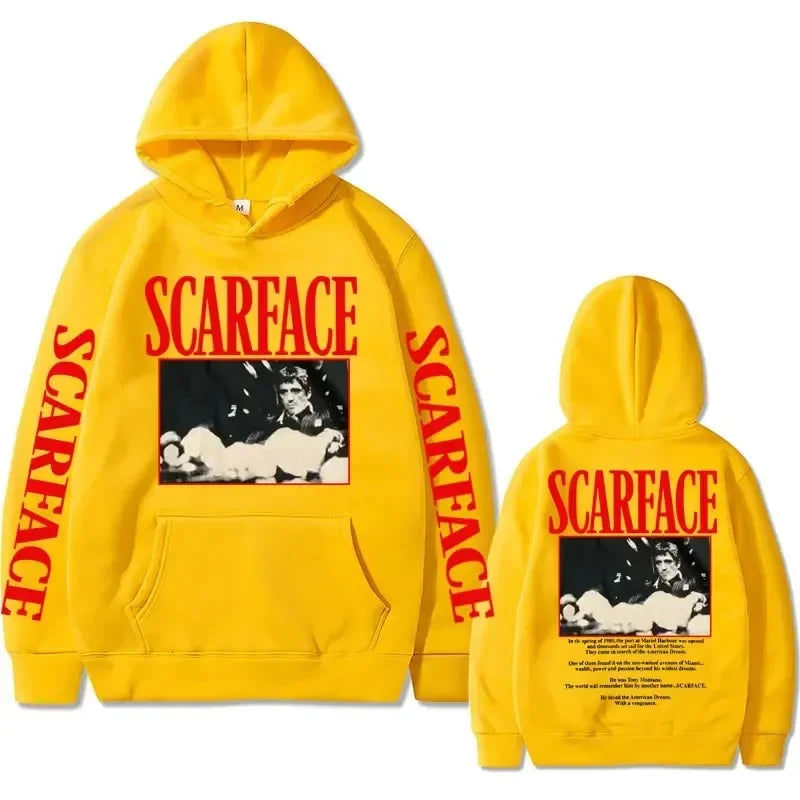 90s Retro Movie "Scarface" Tony Montana Hoodie Men's Casual Vintage Pullover Hip-Hop Style Unisex Sportswear Sweatshirt