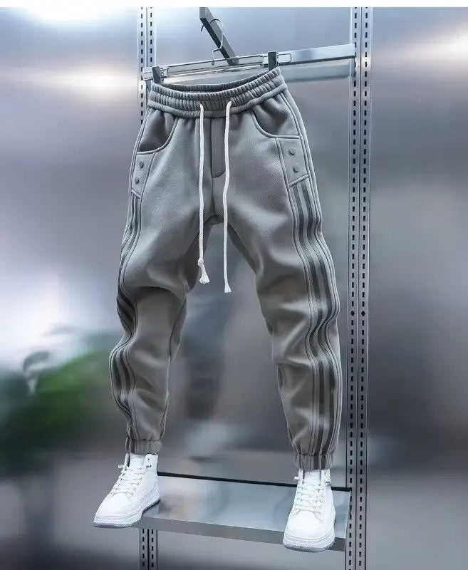 Men's Solid Color Embroidery Sports Sweatpants Trend New 2025 Spring Bunched Foot Pants Elastic Everything Small Foot Pants