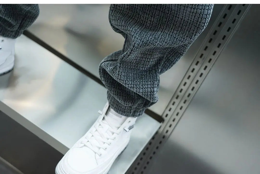 Fleece-lined Warm Plaid Pants Outdoor Casual Harem Pants Jogger Trousers Luxury Brand Men Clothing
