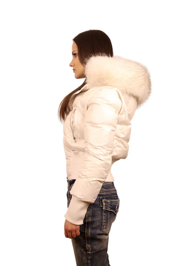 Spicy Girl Winter Jacket Women Winter New European American Solid Color Detachable Fur Collar Waist Cinched Slim Padded Coat