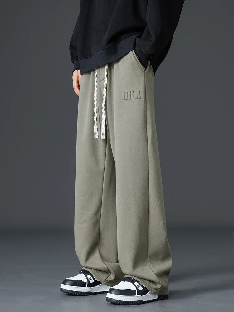 Winter Thick Warm Fleece Sweatpants Men Wide Leg Baggy Track Pants Casual Cotton Joggers Straight Thermal Trousers Big Size 8XL