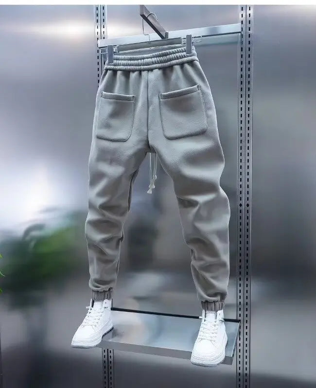 Men's Solid Color Embroidery Sports Sweatpants Trend New 2025 Spring Bunched Foot Pants Elastic Everything Small Foot Pants