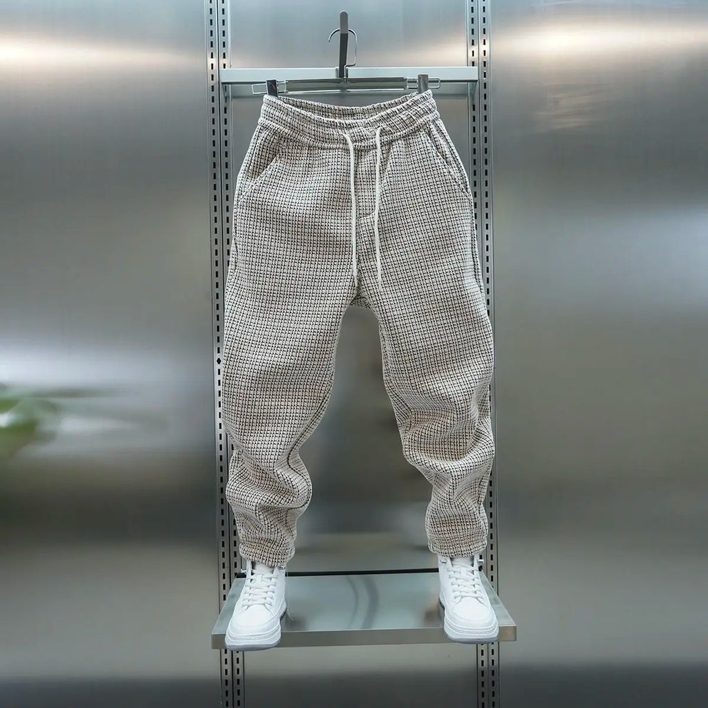 Fleece-lined Warm Plaid Pants Outdoor Casual Harem Pants Jogger Trousers Luxury Brand Men Clothing