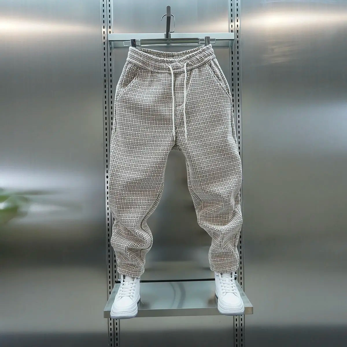 Fleece-lined Warm Plaid Pants Outdoor Casual Harem Pants Jogger Trousers Luxury Brand Men Clothing