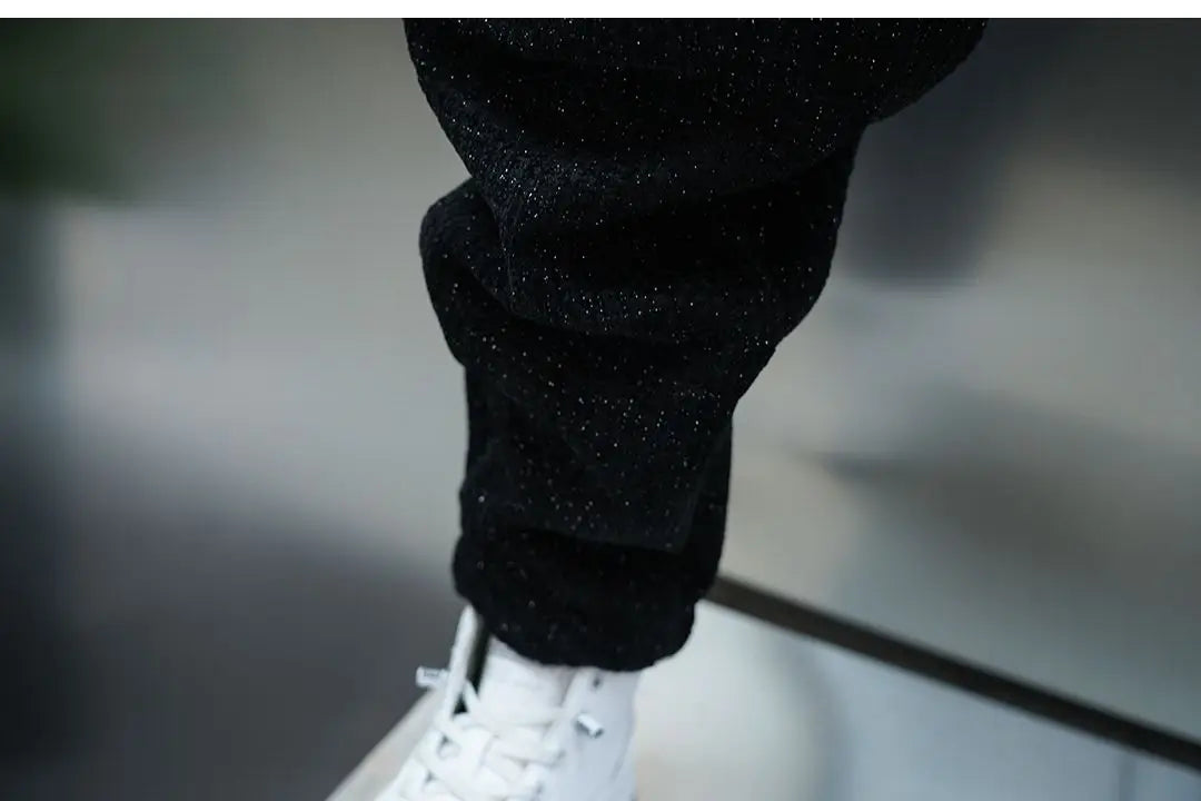 Fleece-lined Warm Plaid Pants Outdoor Casual Harem Pants Jogger Trousers Luxury Brand Men Clothing