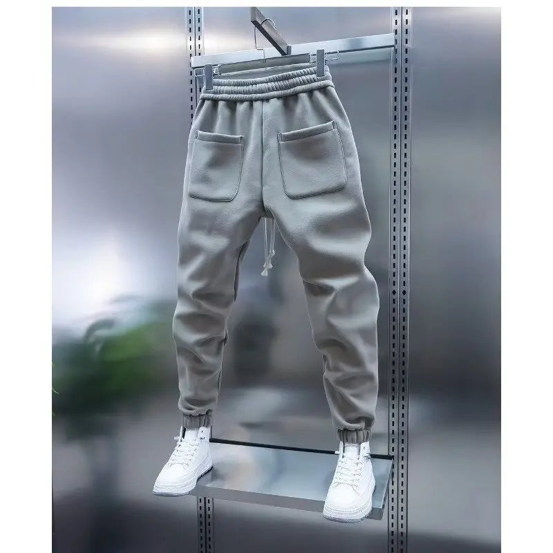 Men's Solid Color Embroidery Sports Sweatpants Trend New 2025 Spring Bunched Foot Pants Elastic Everything Small Foot Pants
