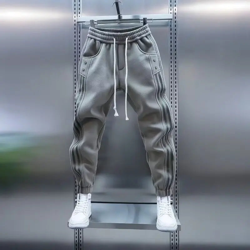 Men's Solid Color Embroidery Sports Sweatpants Trend New 2025 Spring Bunched Foot Pants Elastic Everything Small Foot Pants