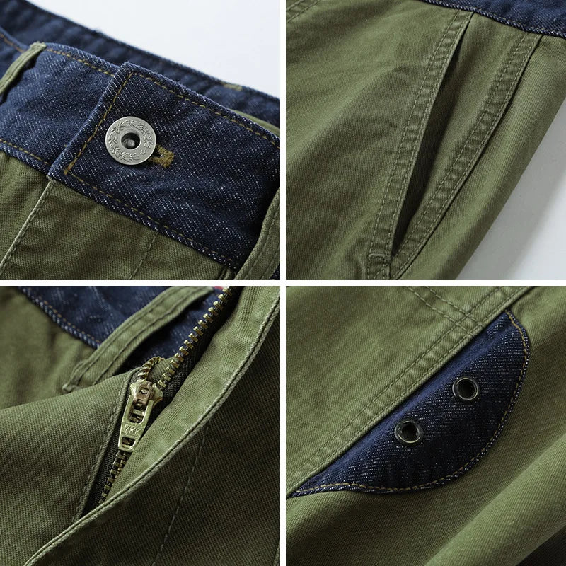 Spring New Casual Cargo 100% Cotton Pants for Men Vintage Big Pocket Trousers Streetwear Men ATZ647