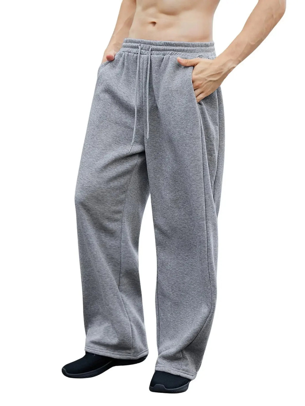 2026 Men's Wide Leg Sweatpants, European and American Men's and Women's Sweatpants, Waist Drawstring Straight Leg Loose Casual S