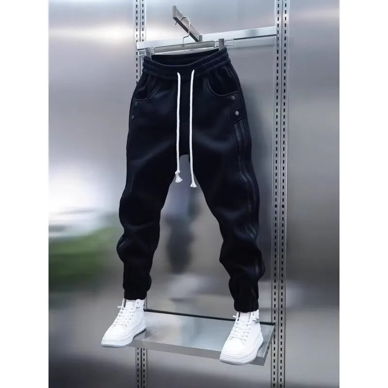 Men's Solid Color Embroidery Sports Sweatpants Trend New 2025 Spring Bunched Foot Pants Elastic Everything Small Foot Pants