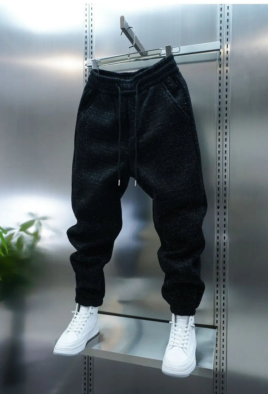 Fleece-lined Warm Plaid Pants Outdoor Casual Harem Pants Jogger Trousers Luxury Brand Men Clothing