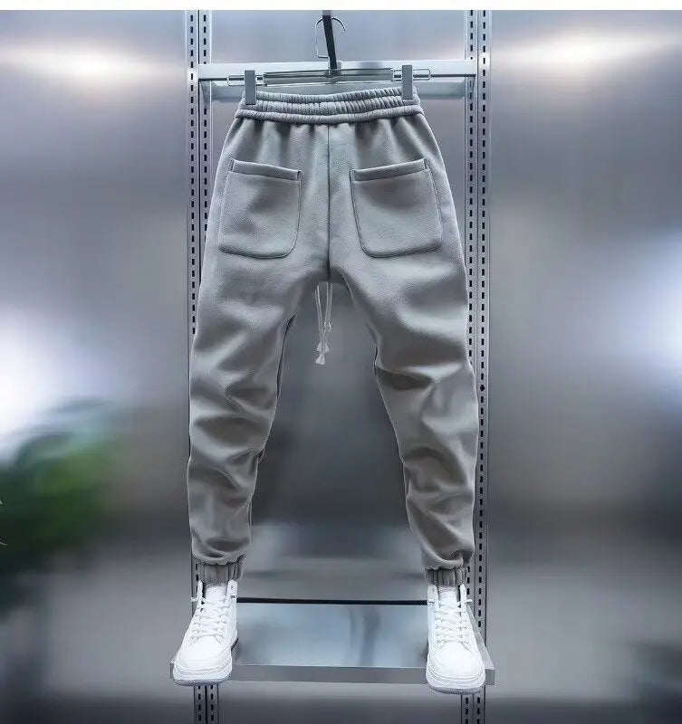 Men's Solid Color Embroidery Sports Sweatpants Trend New 2025 Spring Bunched Foot Pants Elastic Everything Small Foot Pants