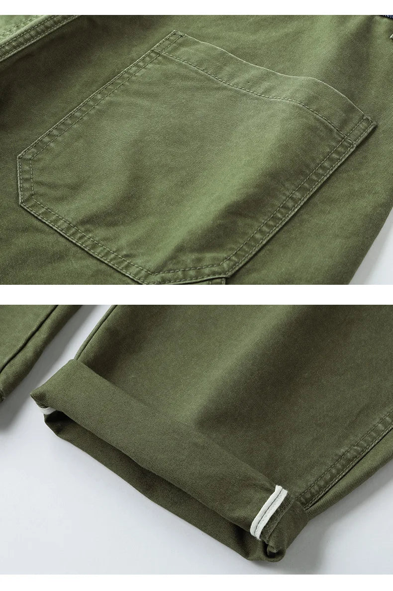 Spring New Casual Cargo 100% Cotton Pants for Men Vintage Big Pocket Trousers Streetwear Men ATZ647