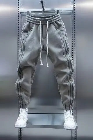 Men's Solid Color Embroidery Sports Sweatpants Trend New 2025 Spring Bunched Foot Pants Elastic Everything Small Foot Pants