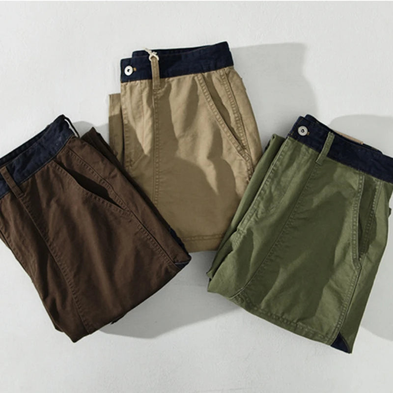 Spring New Casual Cargo 100% Cotton Pants for Men Vintage Big Pocket Trousers Streetwear Men ATZ647