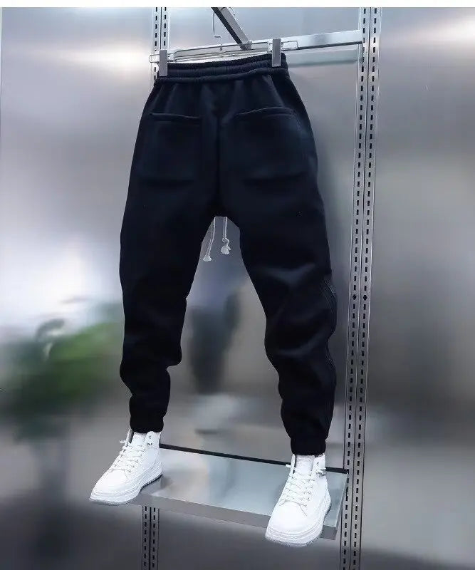 Men's Solid Color Embroidery Sports Sweatpants Trend New 2025 Spring Bunched Foot Pants Elastic Everything Small Foot Pants