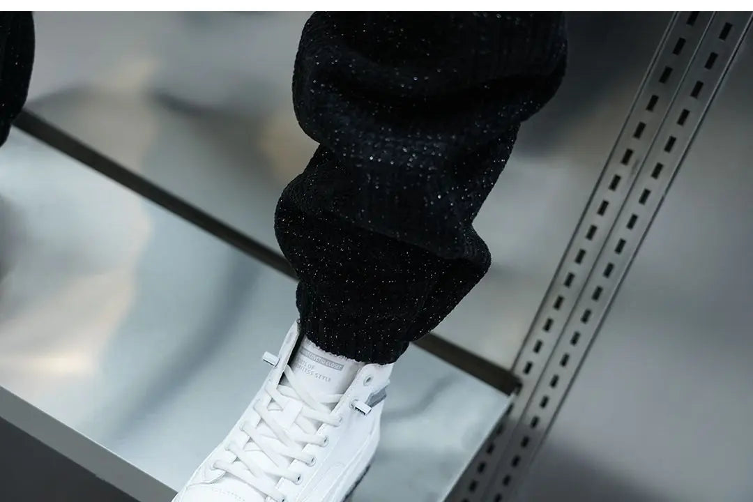 Fleece-lined Warm Plaid Pants Outdoor Casual Harem Pants Jogger Trousers Luxury Brand Men Clothing