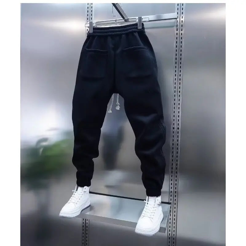 Men's Solid Color Embroidery Sports Sweatpants Trend New 2025 Spring Bunched Foot Pants Elastic Everything Small Foot Pants