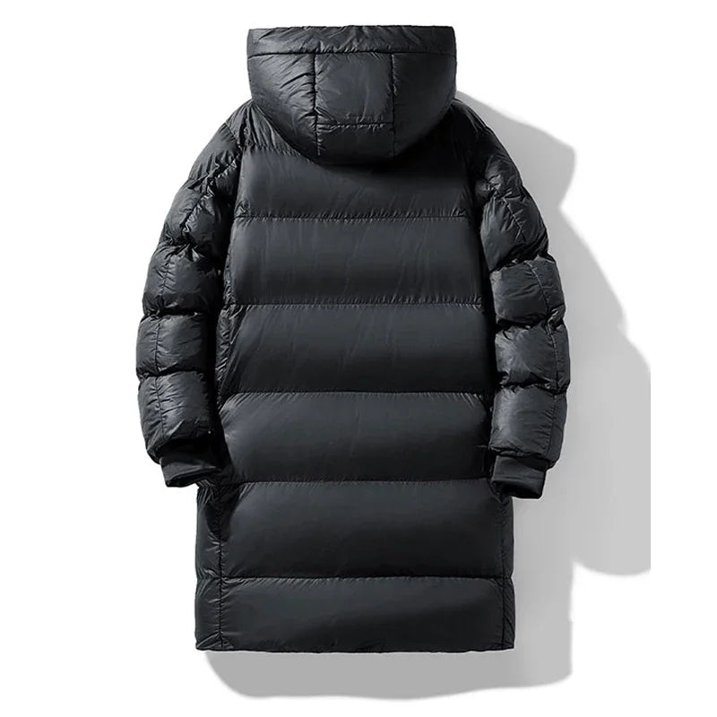 Men's Hooded Puffer Long Style Jacket Coat Trendy Classic Black Warm Thick Parka Jacket Winter Outdoor Casual Daily Outerwear
