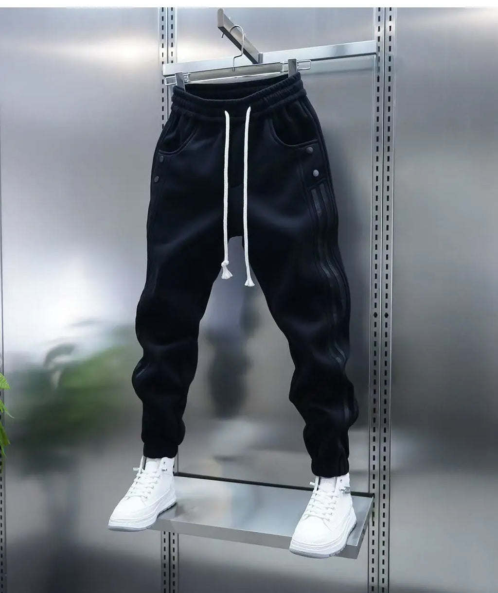 Men's Solid Color Embroidery Sports Sweatpants Trend New 2025 Spring Bunched Foot Pants Elastic Everything Small Foot Pants