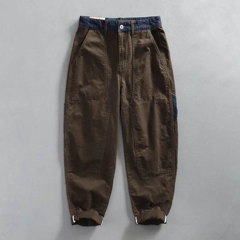 Spring New Casual Cargo 100% Cotton Pants for Men Vintage Big Pocket Trousers Streetwear Men ATZ647