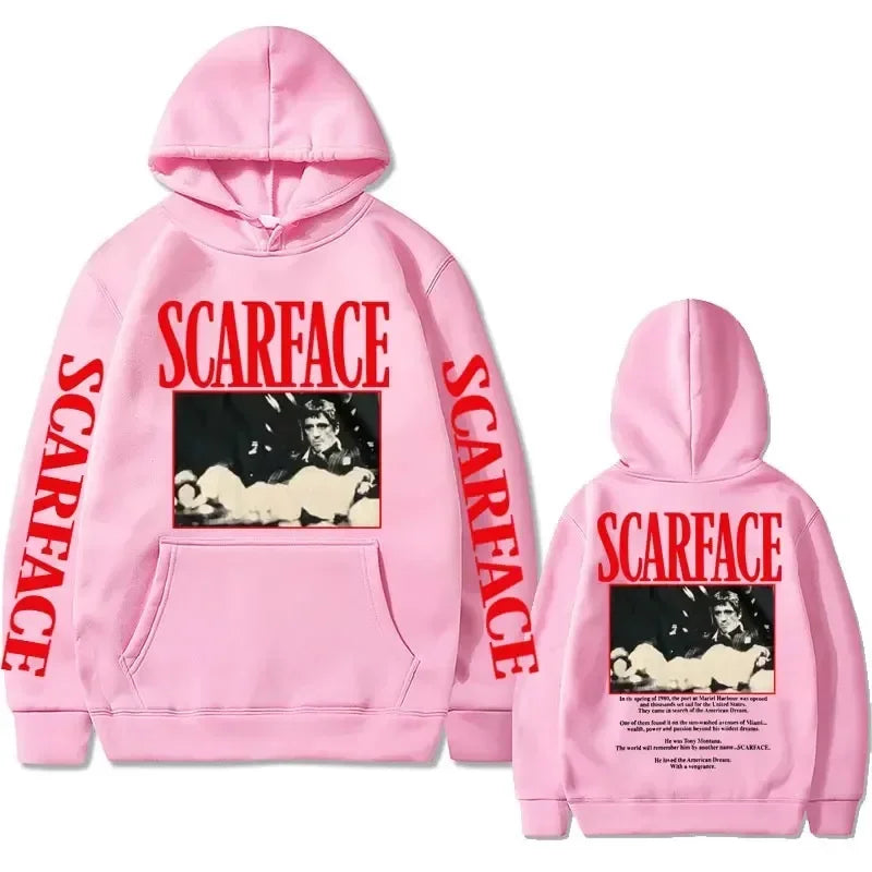 90s Retro Movie "Scarface" Tony Montana Hoodie Men's Casual Vintage Pullover Hip-Hop Style Unisex Sportswear Sweatshirt