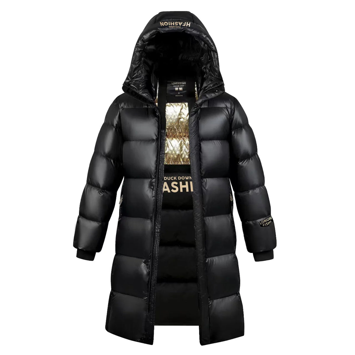 New Long Black White Duck Down Coats Men Knee Length Thickened Warm Unisex Winter Puffer Jackets Men and Women Outerwear JK-063