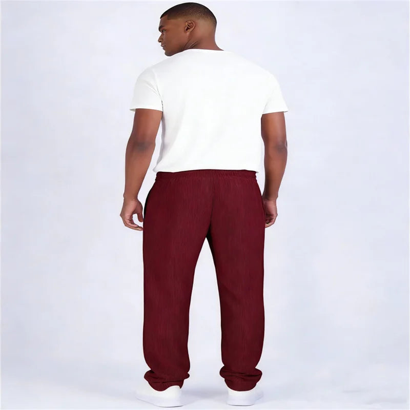2026 spring autumn Men Casual Loose Drawstring Pants Fashion Sweatpants solid-color Corduroy trousers jogger training men Pants