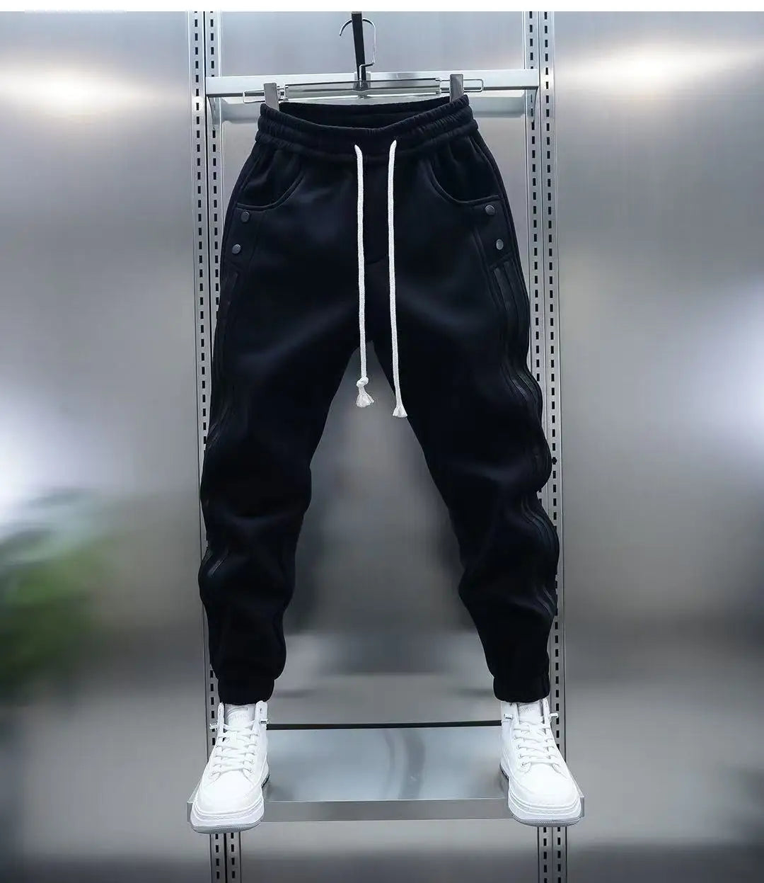 Men's Solid Color Embroidery Sports Sweatpants Trend New 2025 Spring Bunched Foot Pants Elastic Everything Small Foot Pants
