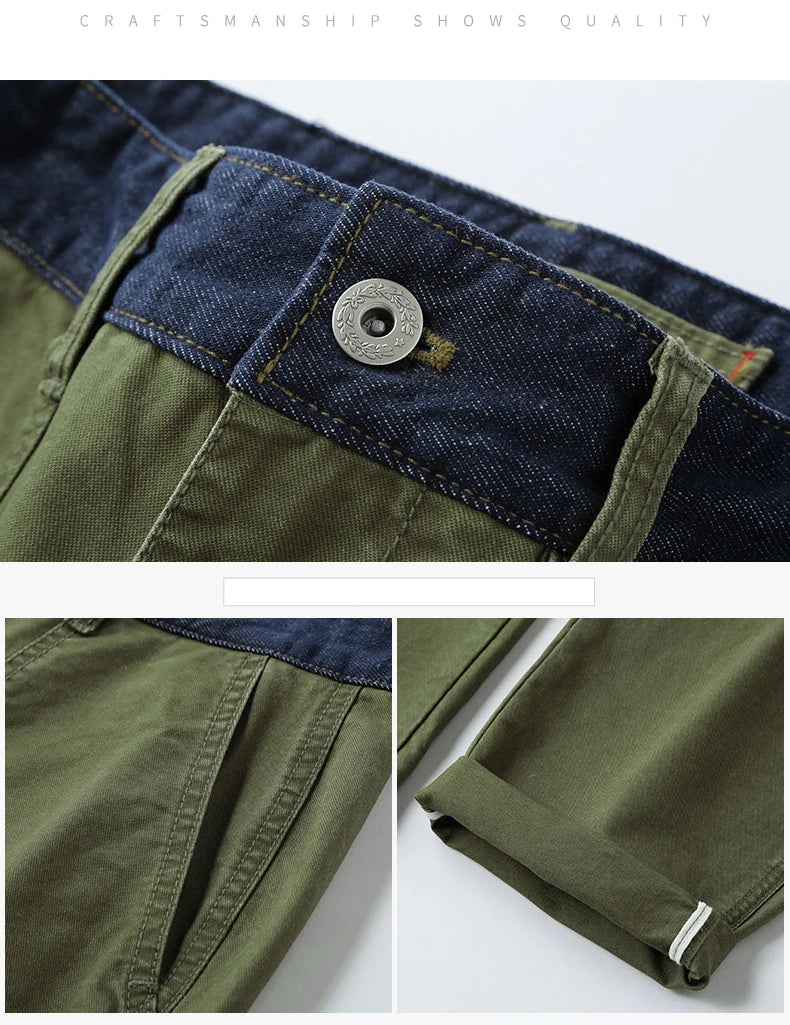 Spring New Casual Cargo 100% Cotton Pants for Men Vintage Big Pocket Trousers Streetwear Men ATZ647