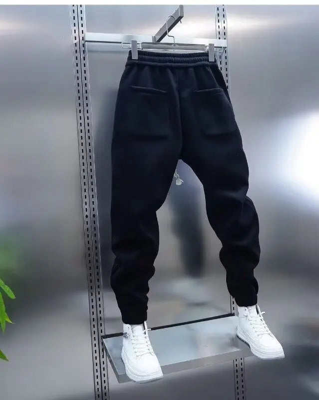 Men's Solid Color Embroidery Sports Sweatpants Trend New 2025 Spring Bunched Foot Pants Elastic Everything Small Foot Pants