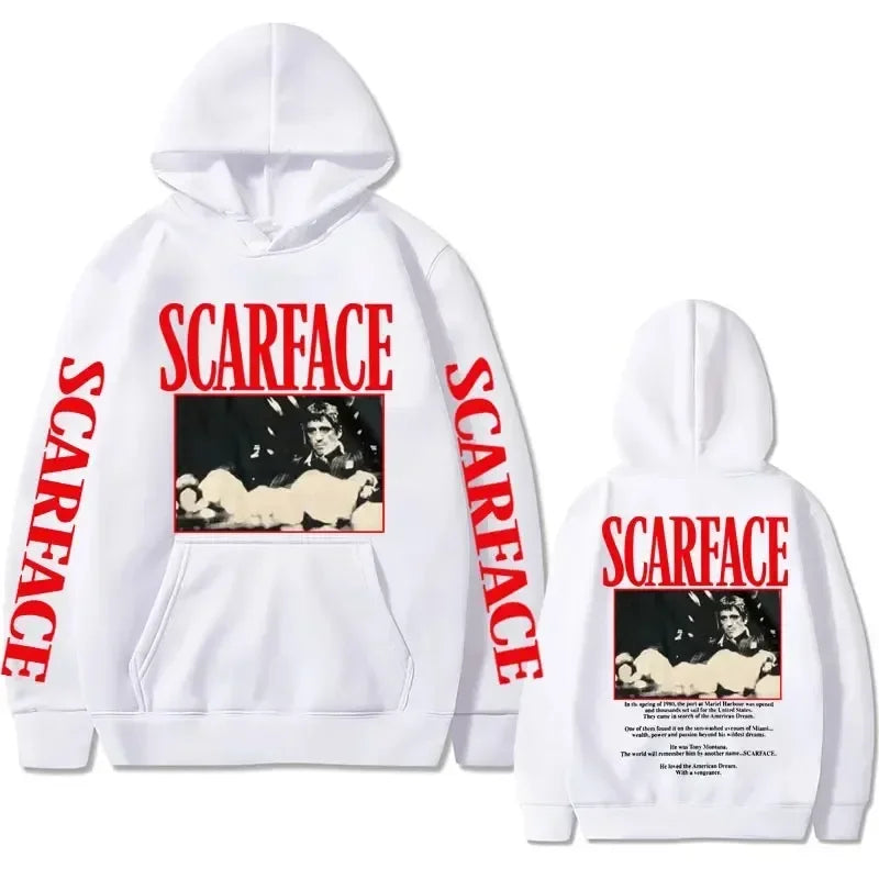 90s Retro Movie "Scarface" Tony Montana Hoodie Men's Casual Vintage Pullover Hip-Hop Style Unisex Sportswear Sweatshirt