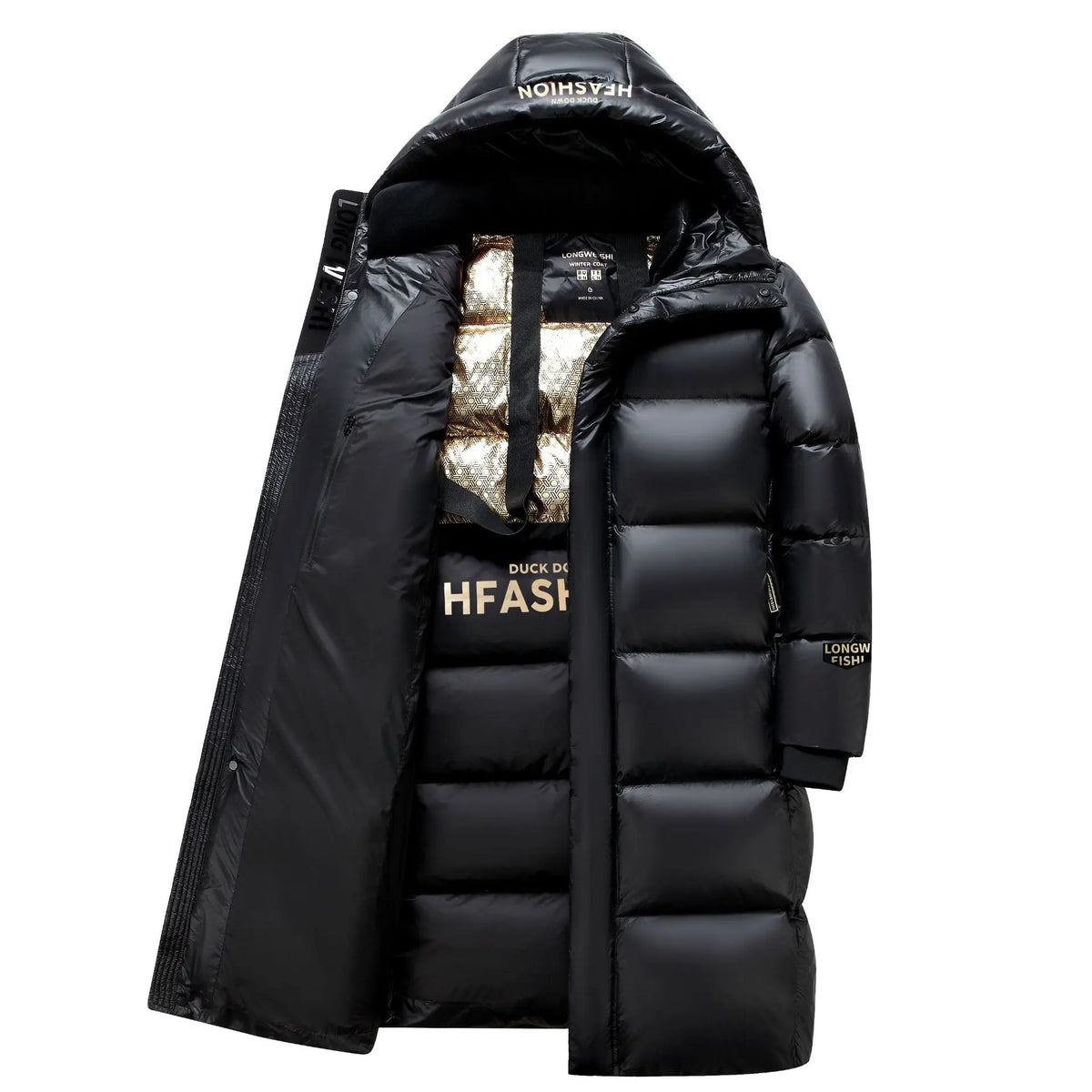 New Long Black White Duck Down Coats Men Knee Length Thickened Warm Unisex Winter Puffer Jackets Men and Women Outerwear JK-063