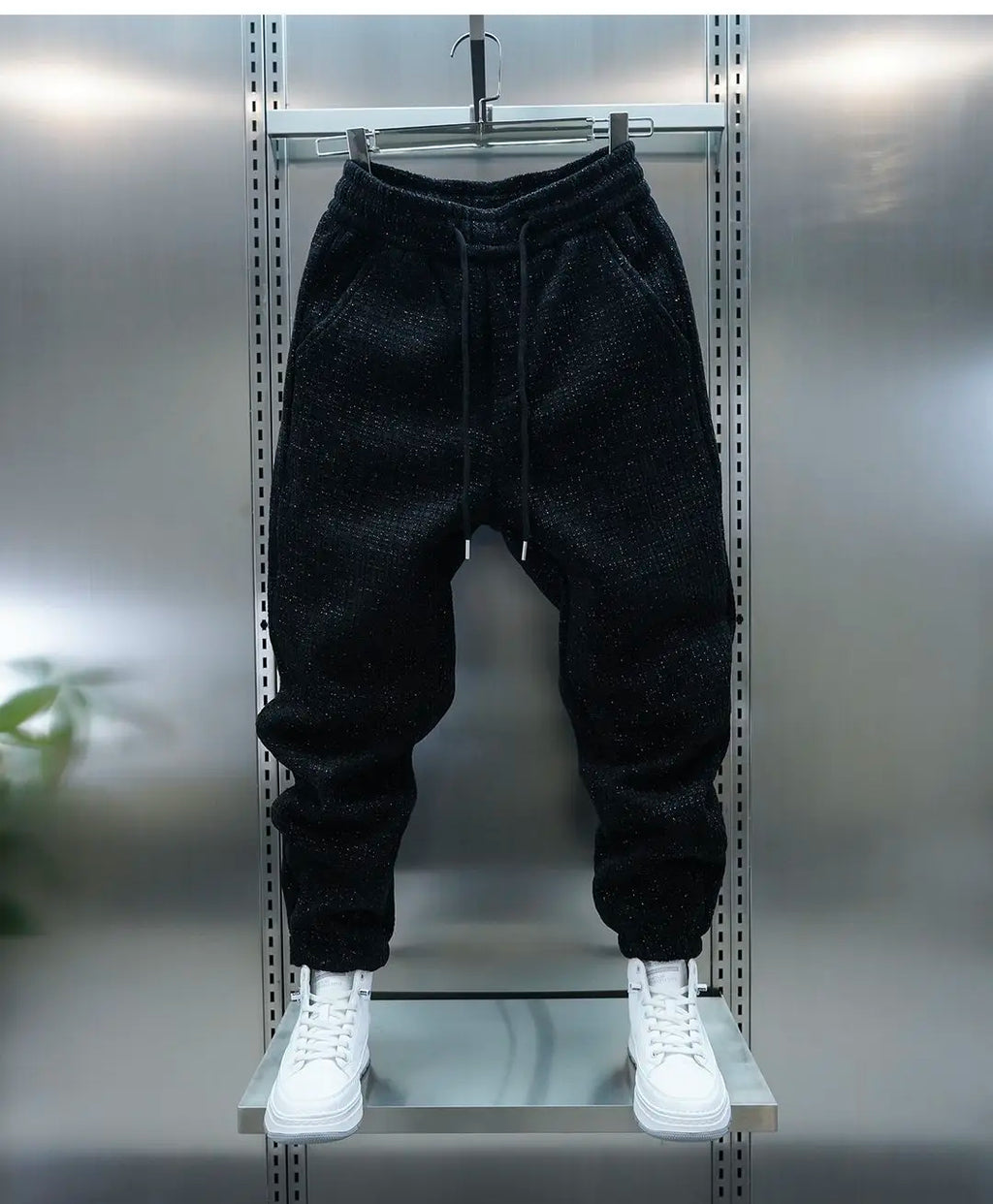 Fleece-lined Warm Plaid Pants Outdoor Casual Harem Pants Jogger Trousers Luxury Brand Men Clothing