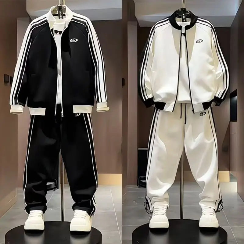 Men's Trendy Sporty Sets Stand-up Collar Jacket Sweatpants Casual 2 piece Spring Autumn 2026 Fashionable Simple Suit