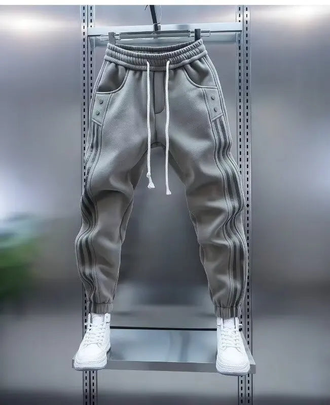 Men's Solid Color Embroidery Sports Sweatpants Trend New 2025 Spring Bunched Foot Pants Elastic Everything Small Foot Pants