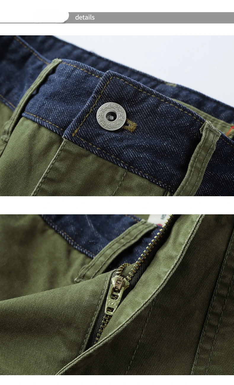 Spring New Casual Cargo 100% Cotton Pants for Men Vintage Big Pocket Trousers Streetwear Men ATZ647