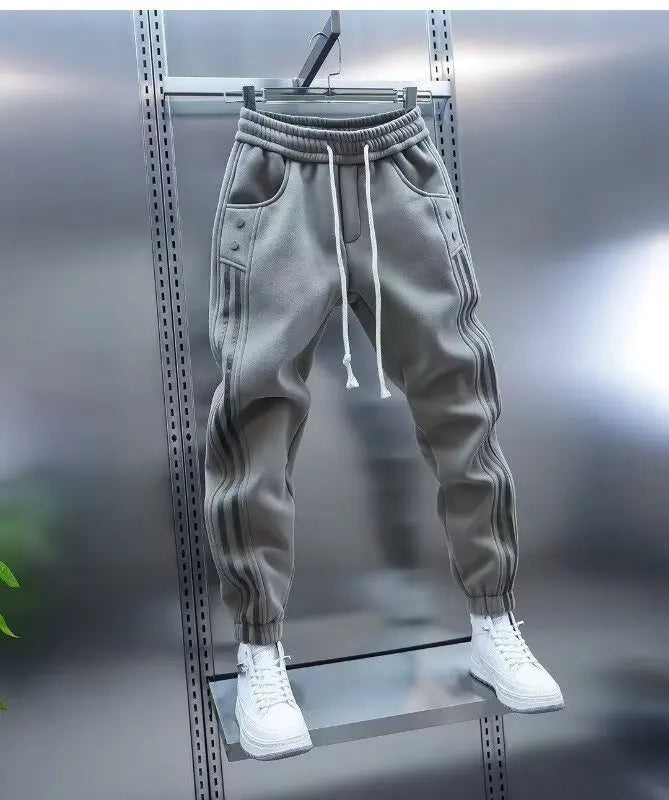 Men's Solid Color Embroidery Sports Sweatpants Trend New 2025 Spring Bunched Foot Pants Elastic Everything Small Foot Pants